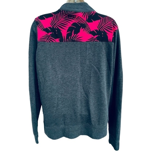 Pink Victoria secret quarter zip jacket palm tropical print Size M grey - Picture 3 of 4